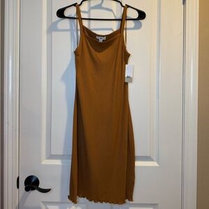 NWT BP. Brown/Rust Ribbed Mini Slip Dress Size S